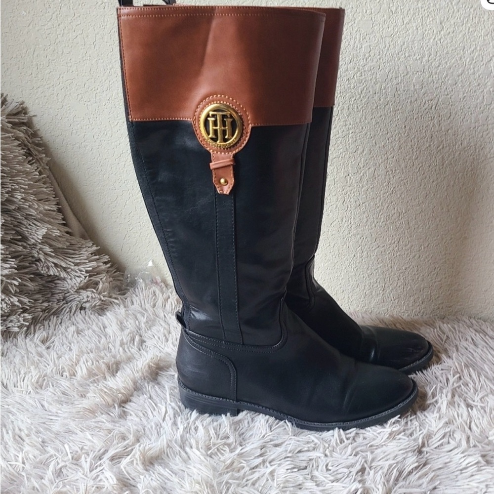 Tommy Hilfiger Black and Brown Women's Riding Boots Sold Out & Rare